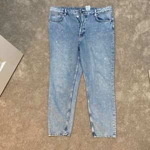 H&M Rhinestone Mom Jeans, Size 14, worn once